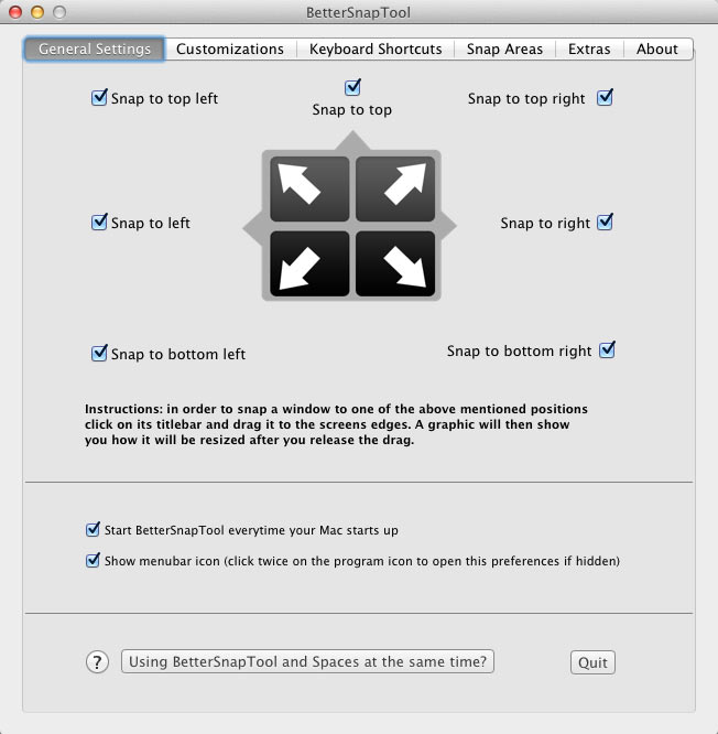 Window Snapping für Mac OS: BetterSnapTool